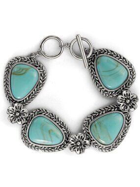 Stylish Turquoise Bracelet for Women - Oxidized Silver or Gold-Tone Finish